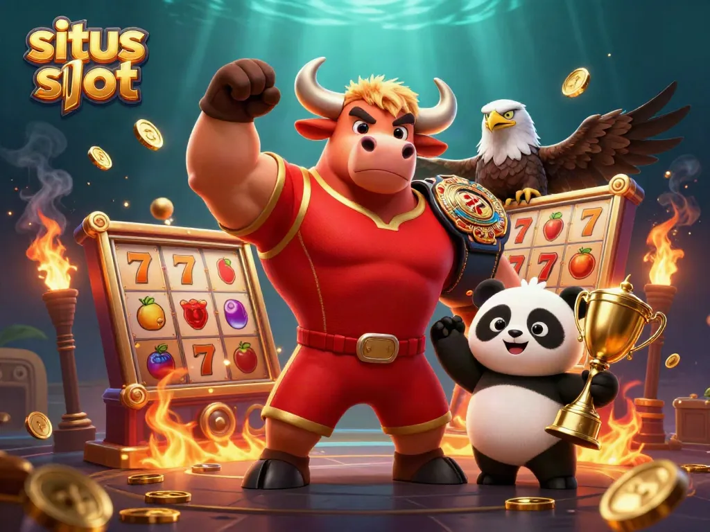 Engage in situs slot action with dynamic symbols, trophies, and winning characters in 3D