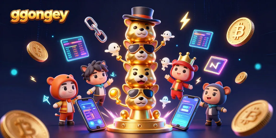Engage with ggongey in this dynamic 3D casino scene featuring animated characters and crypto elements.