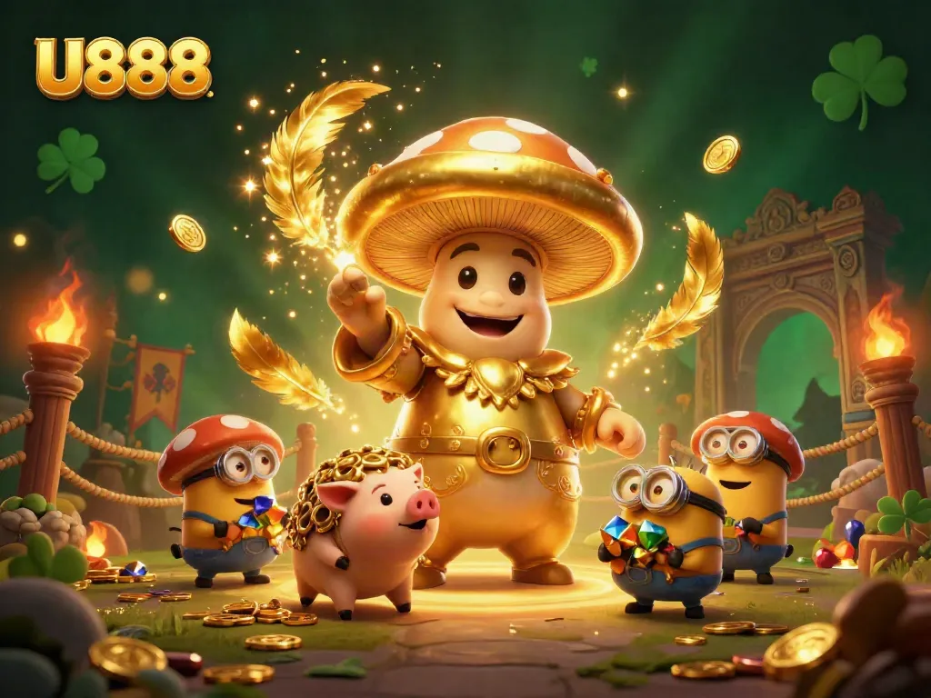Experience thrilling gaming adventures with U888's magical scene featuring enchanted characters and dynamic gambling elements.