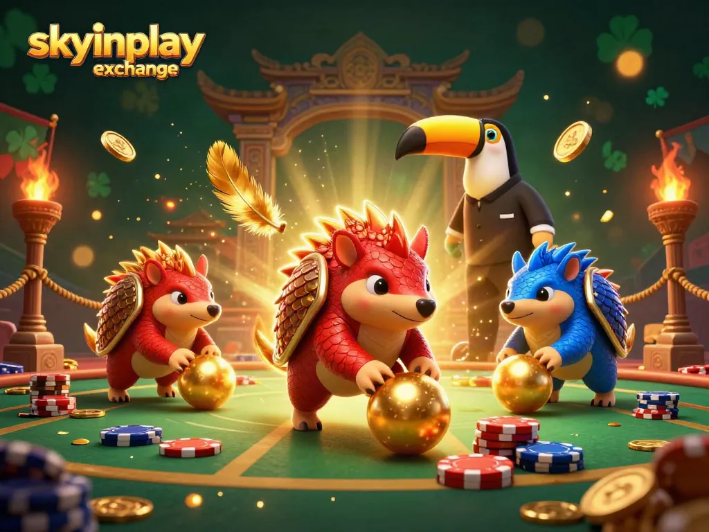 Experience thrilling action with the skyinplay exchange as rival pangolins roll through gold and chips in a casino