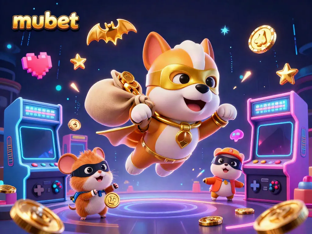 Experience thrilling gameplay with mubet, featuring a superhero dog and vibrant casino elements