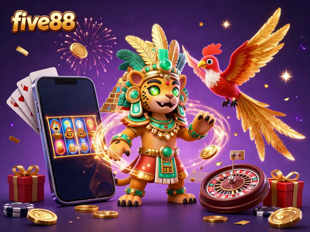 Experience excitement with five88's vibrant 3D casino scene featuring rich graphics and engaging gameplay elements.