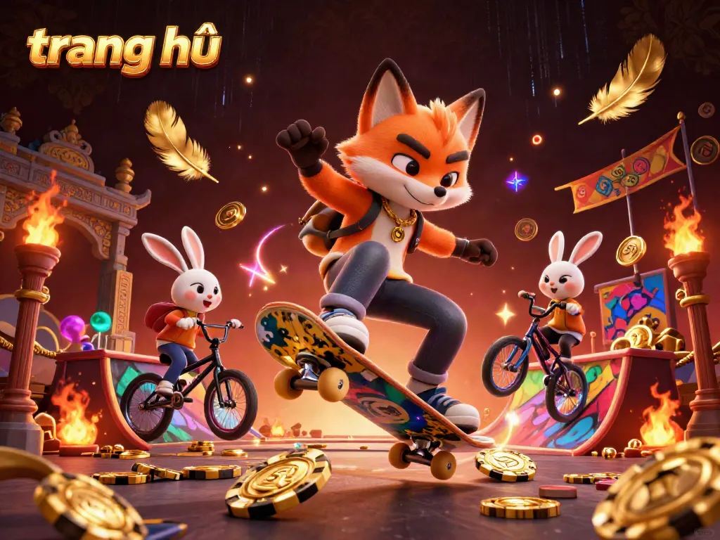 Engaging scene with the skateboarder fox and BMX rabbit showcasing dynamic energy at trang chủ casino.