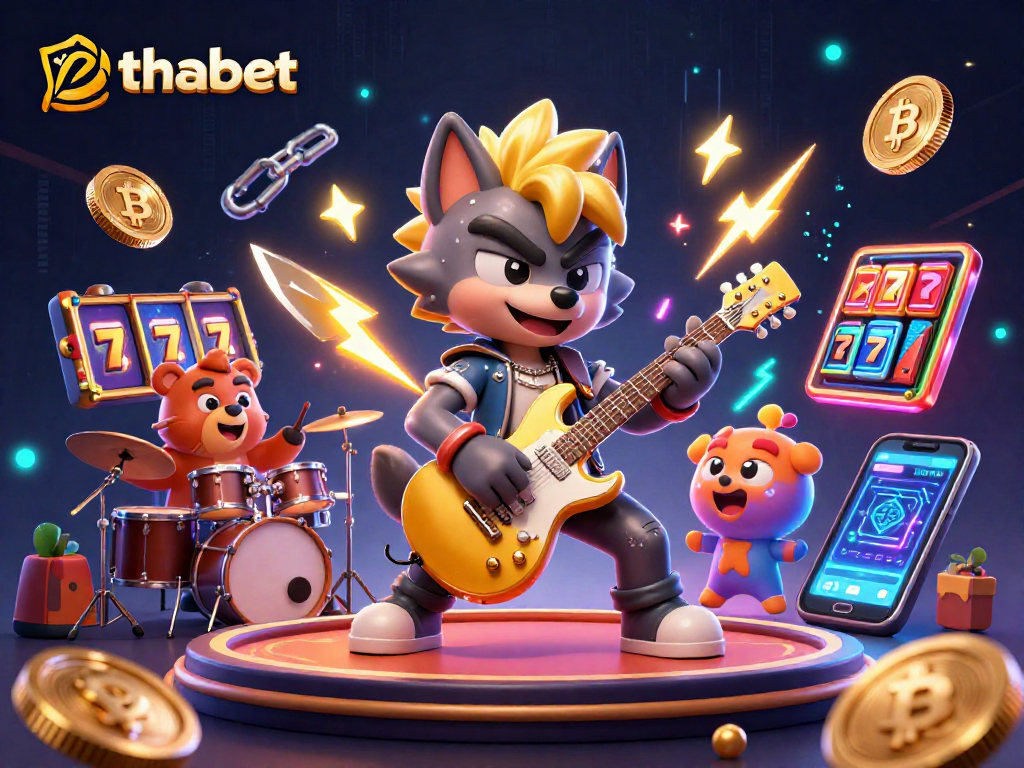 Engage in thrilling gameplay at thabet with a vivid scene of casino characters and vibrant gaming elements.