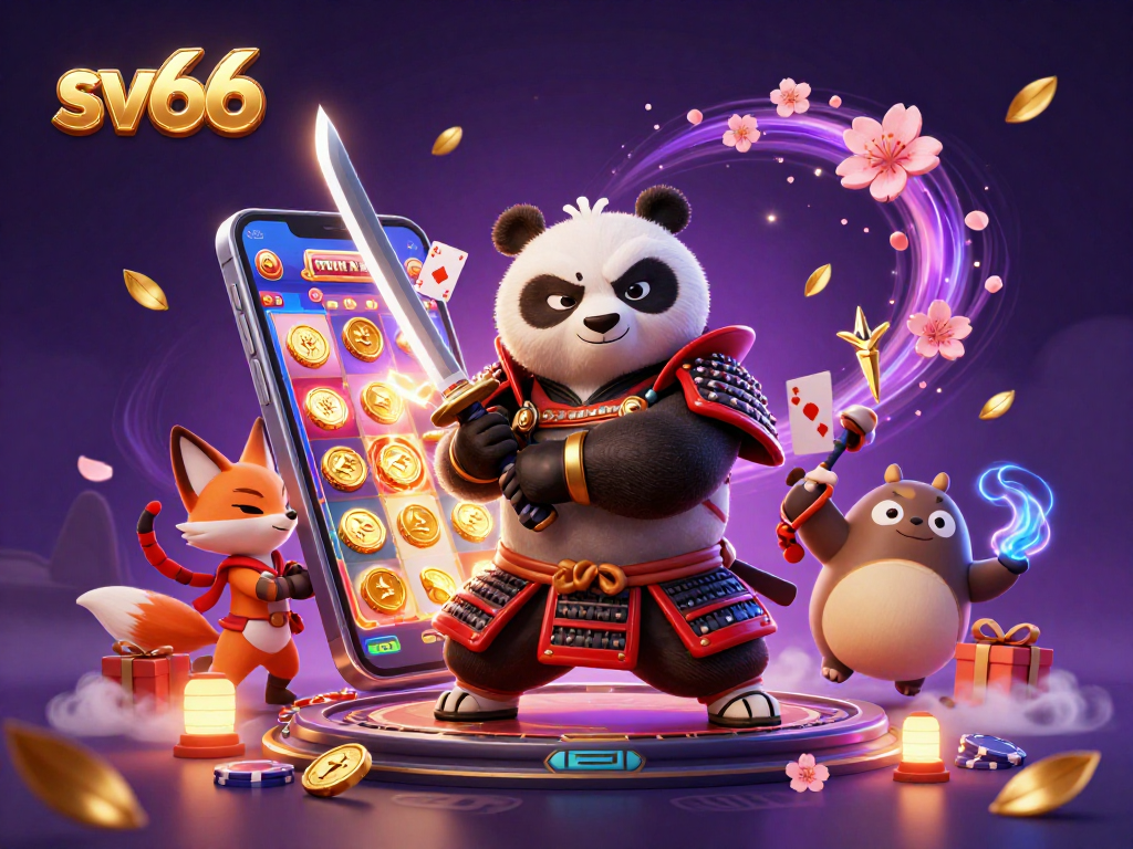 Engage in thrilling action at SV66 with a vibrant 3D casino scene showcasing unique characters.