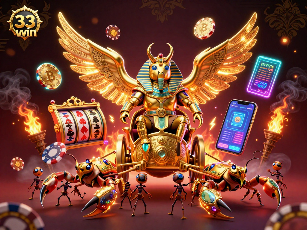Engage in winning strategies with 33win's thrilling 3D gaming adventure featuring vibrant casino elements.